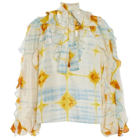 Ulla Johnson Tops - Ulla Johnson Yellow and Blue Ruffled Blouse